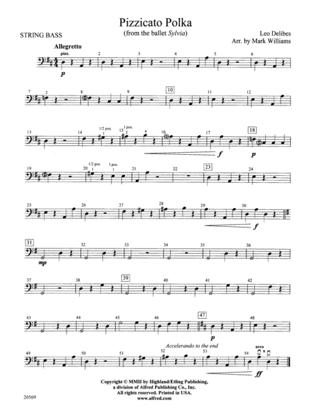 Pizzicato Polka (from the ballet Sylvia): String Bass