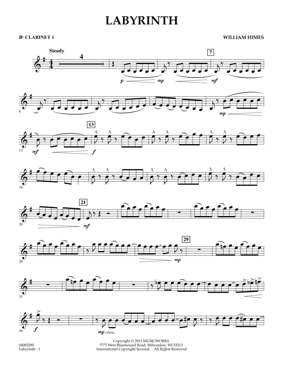 Labyrinth - Bb Clarinet 1 Concert Band scores gallery preview page 1