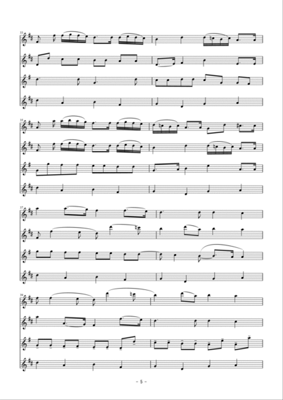 Pachelbel's Canon for flute quartet Flute Quartet scores gallery preview page 5