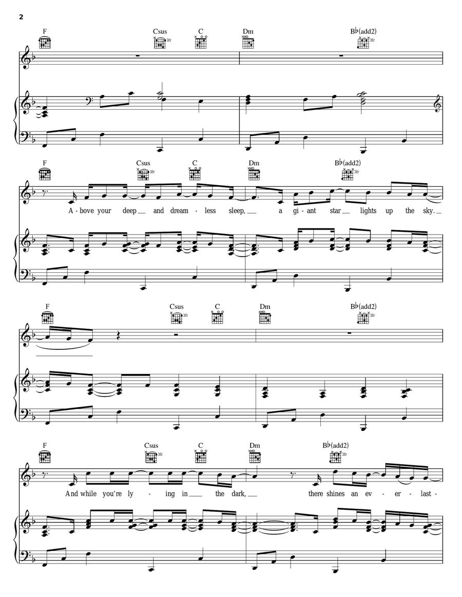 While You Were Sleeping Piano, Vocal, Guitar scores gallery preview page 2