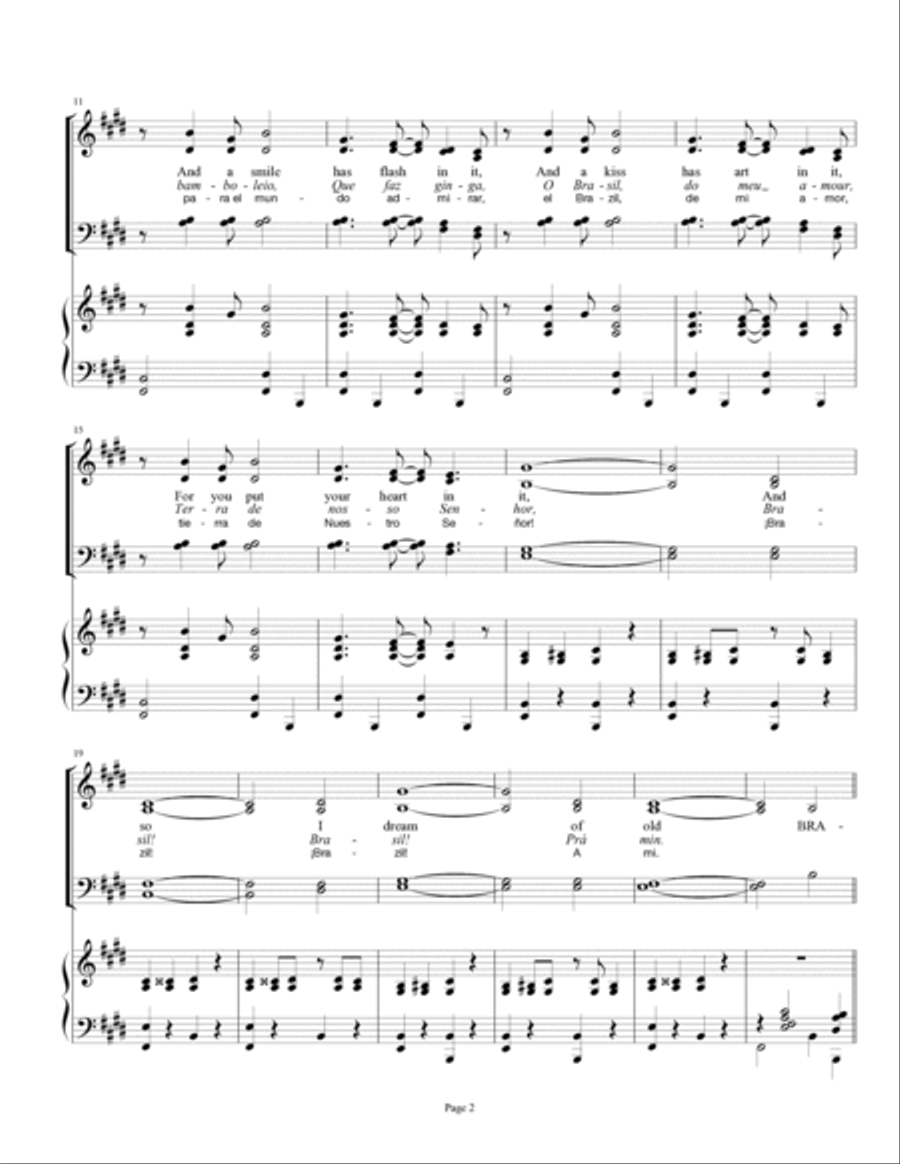 Aquarela Brasileira (aquarela Do Brasil) (brasil) 4-Part scores gallery preview page 2