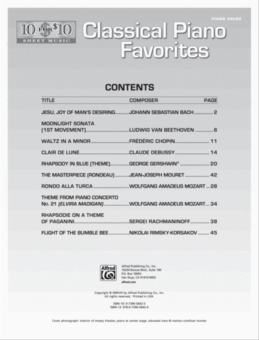 10 for 10 Sheet Music Classical Piano Favorites