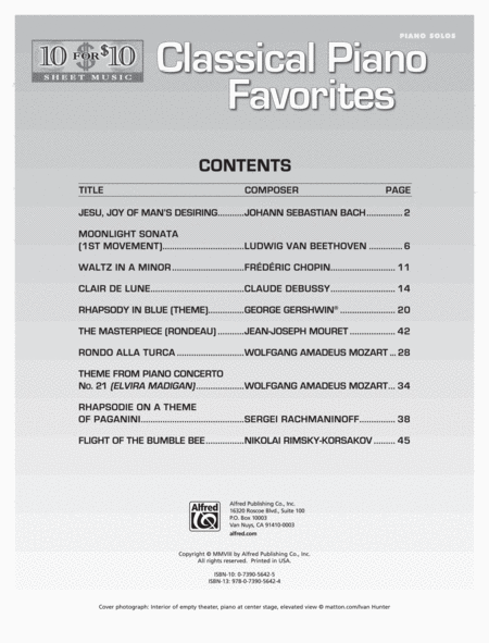10 for 10 Sheet Music Classical Piano Favorites