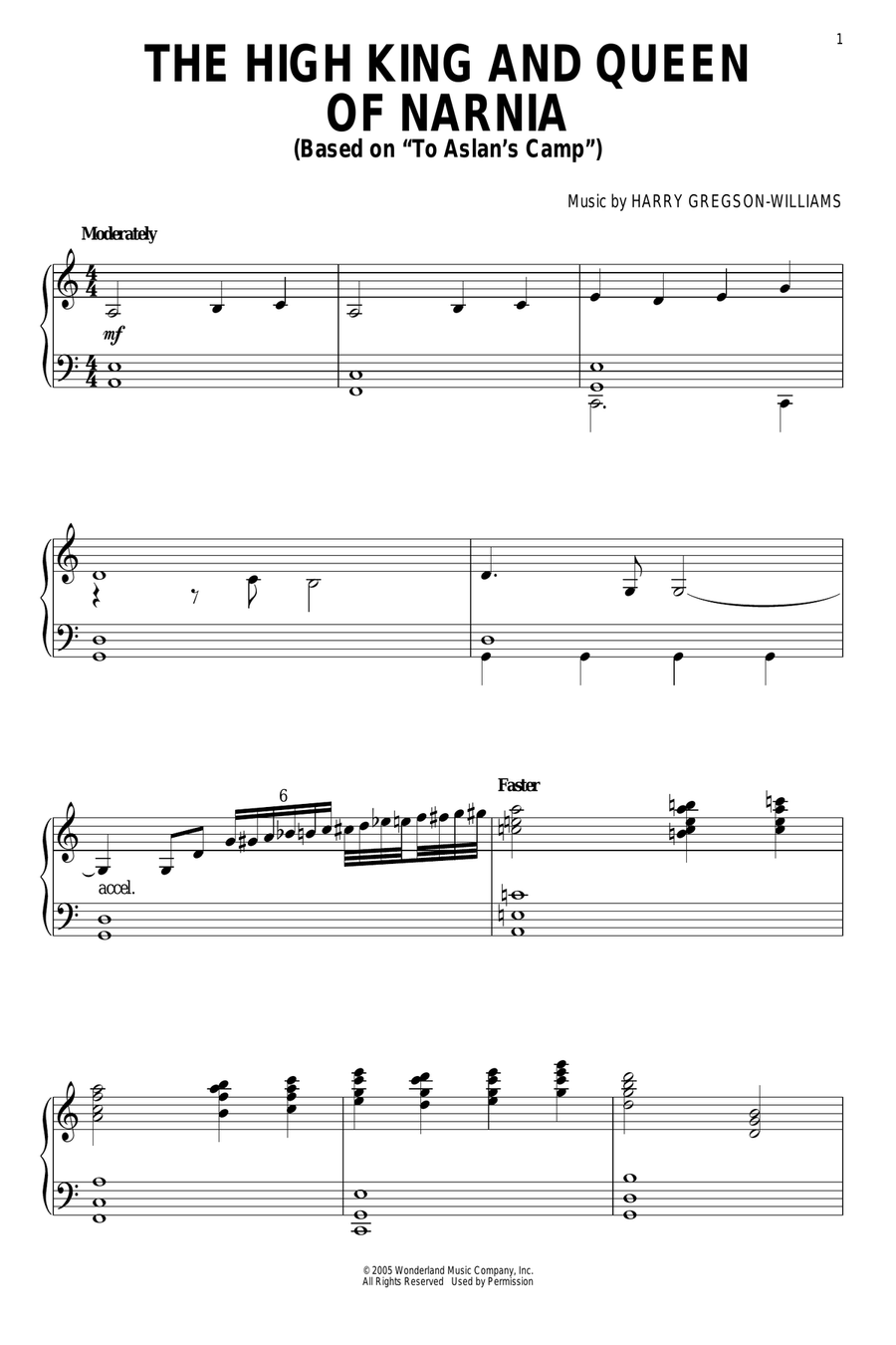 The High King And Queen Of Narnia Piano Solo scores gallery preview page 1