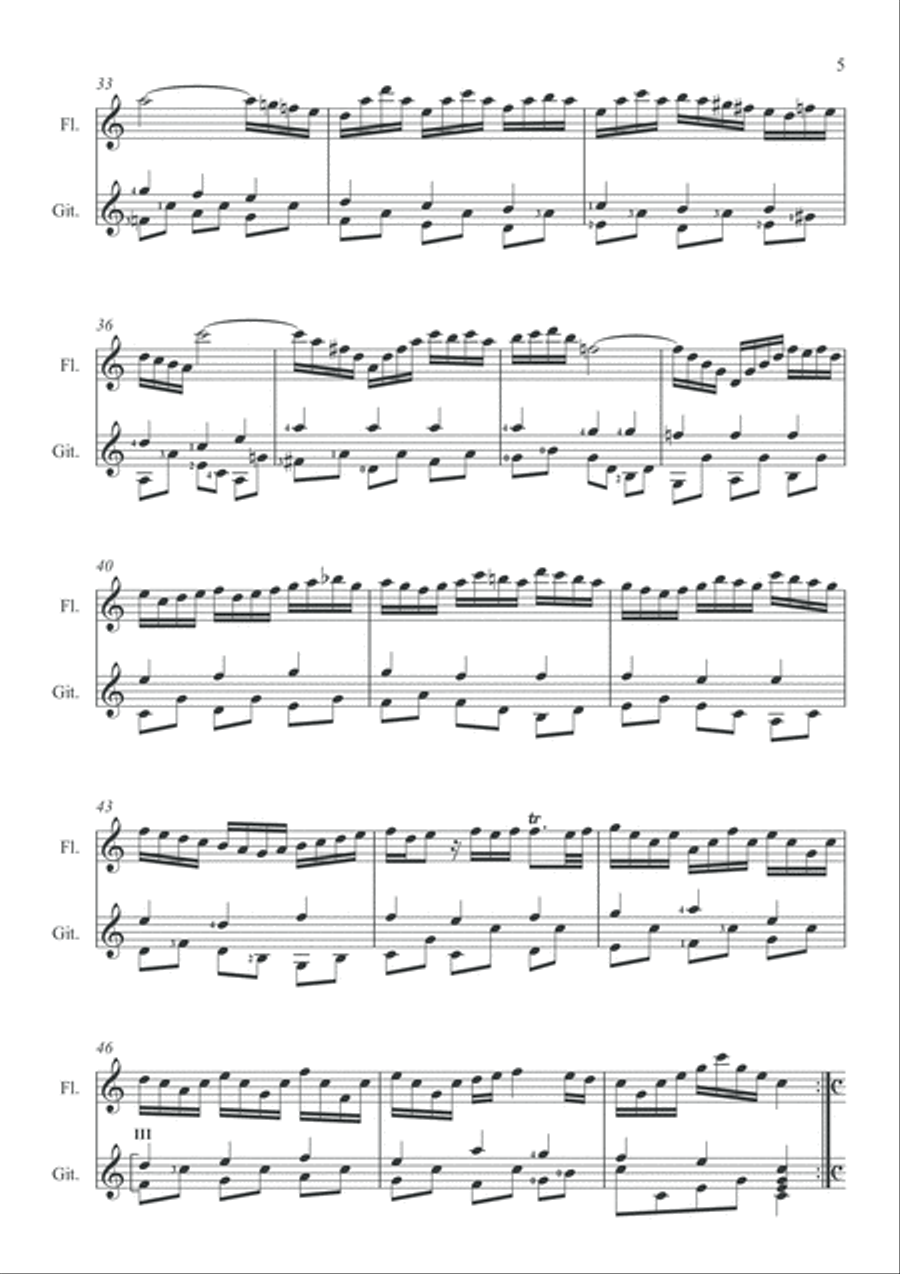Bach Sonata BWV 1033 for Flute & Guitar Flute scores gallery preview page 6