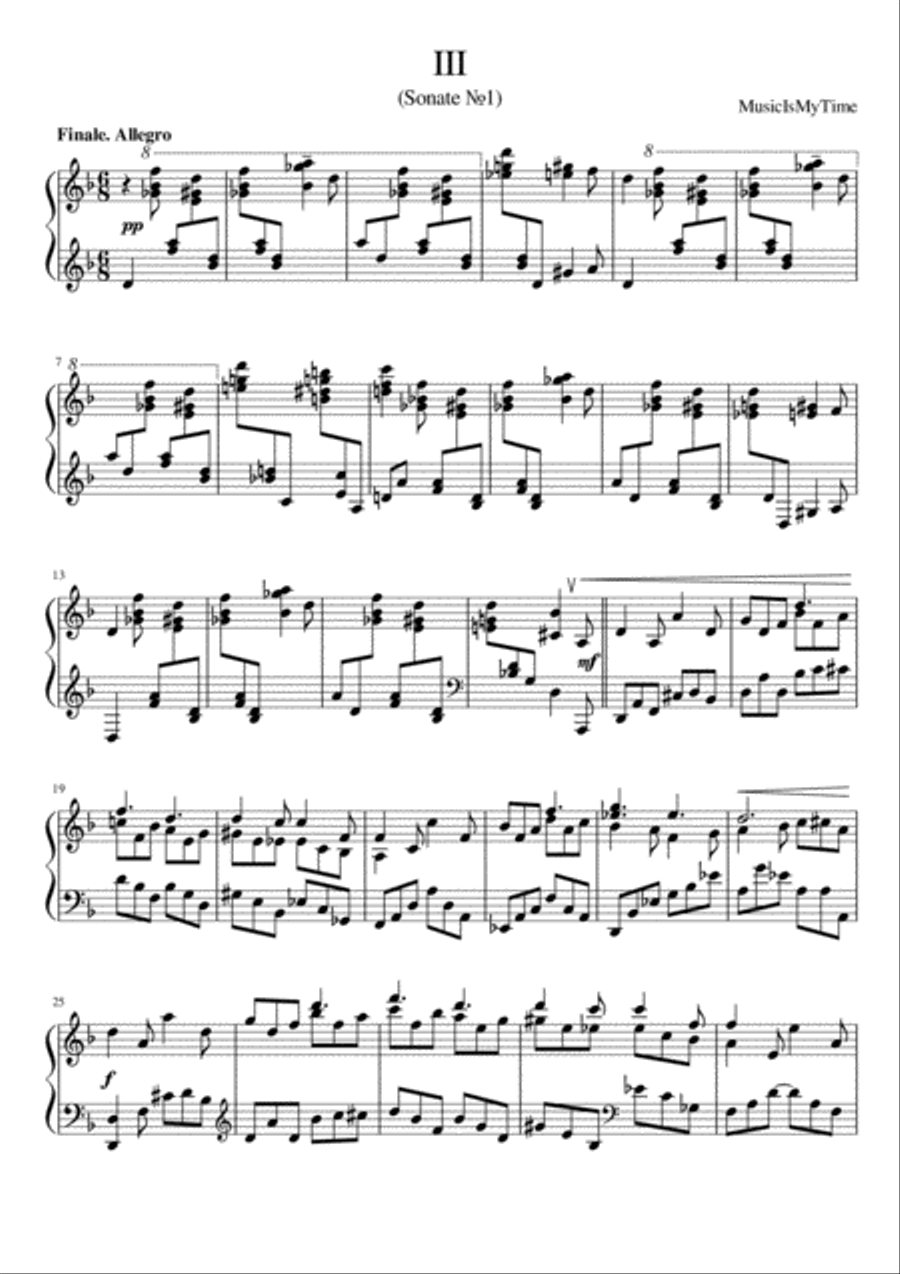 Sonate №1 (part III) Piano Solo scores gallery preview page 1