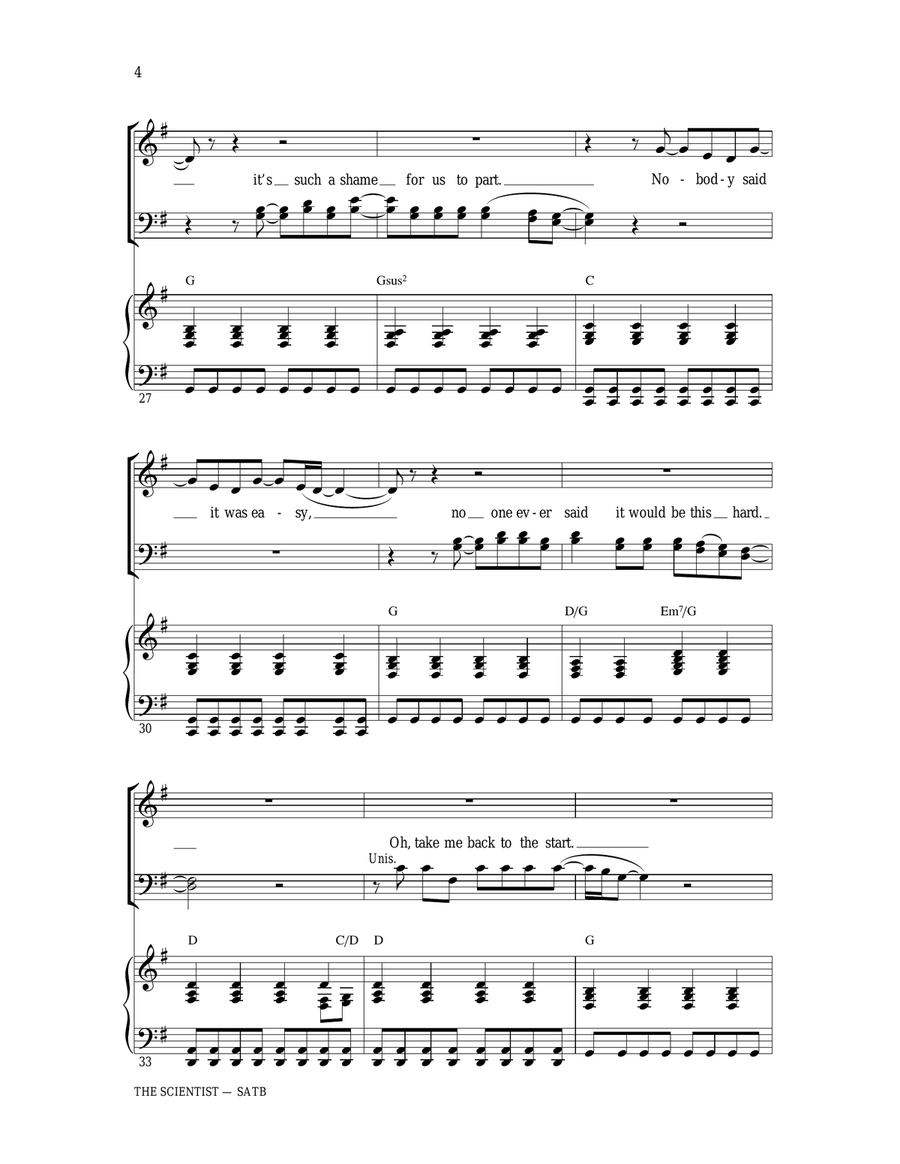 The Scientist (arr. Ed Lojeski) 4-Part scores gallery preview page 4