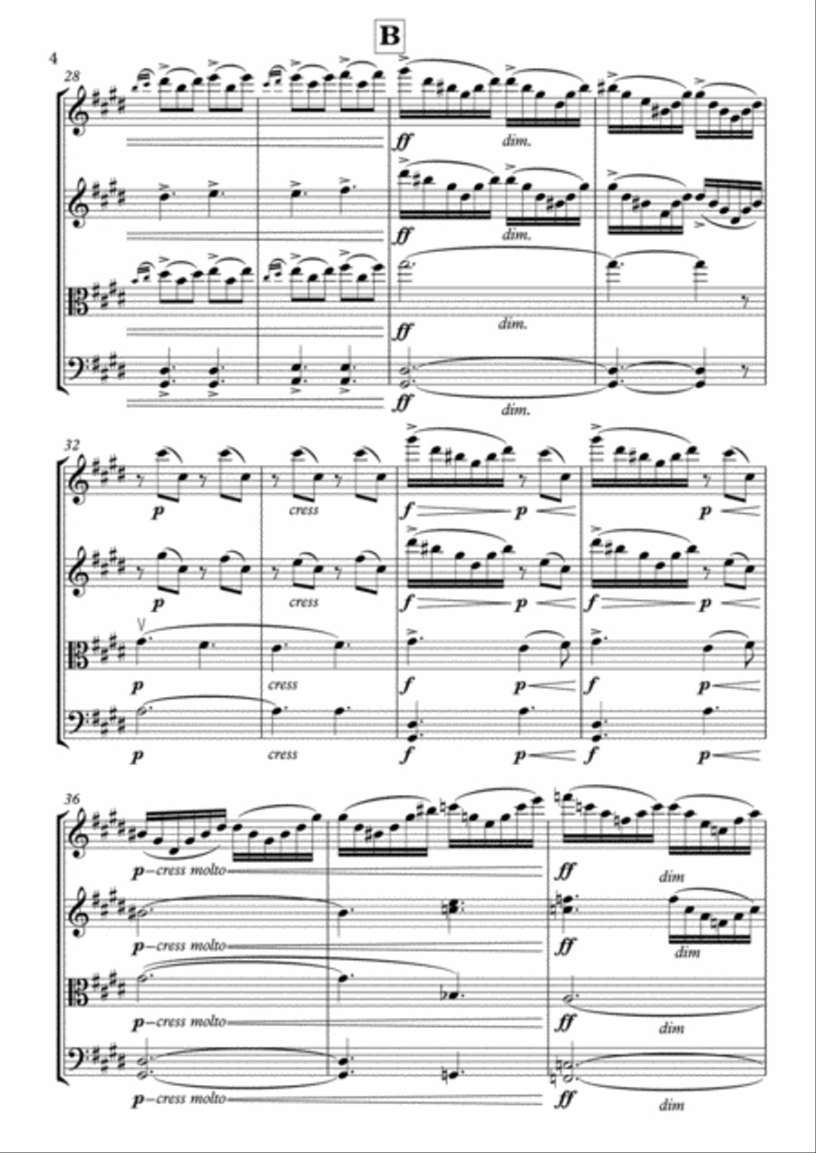 Peer Gynt Suite Nº 1 - E. Grieg - For String Quartet (Full Score and Parts) String Quartet scores gallery preview page 4