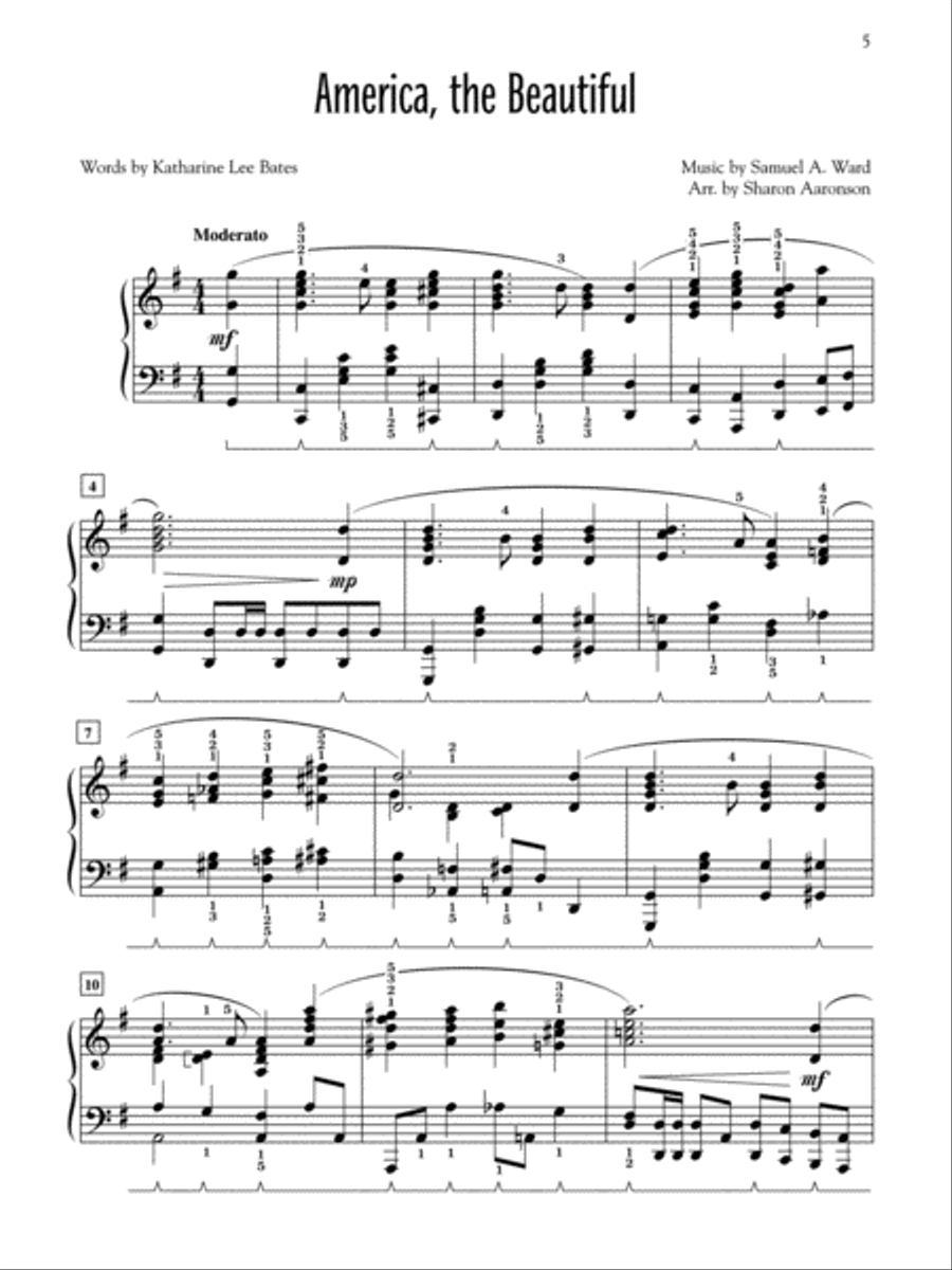 The Spirit of America: 5 Patriotic Songs of Faith, Hope and Courage Arranged for Late Intermediate to Early Advanced Pianists Piano Solo scores gallery preview page 5