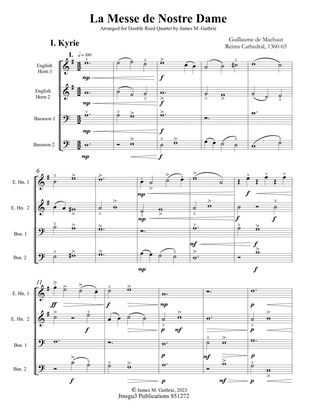 Machaut: La Messe de Nostre Dame for 2 English Horns & 2 Bassoons - Score Only
