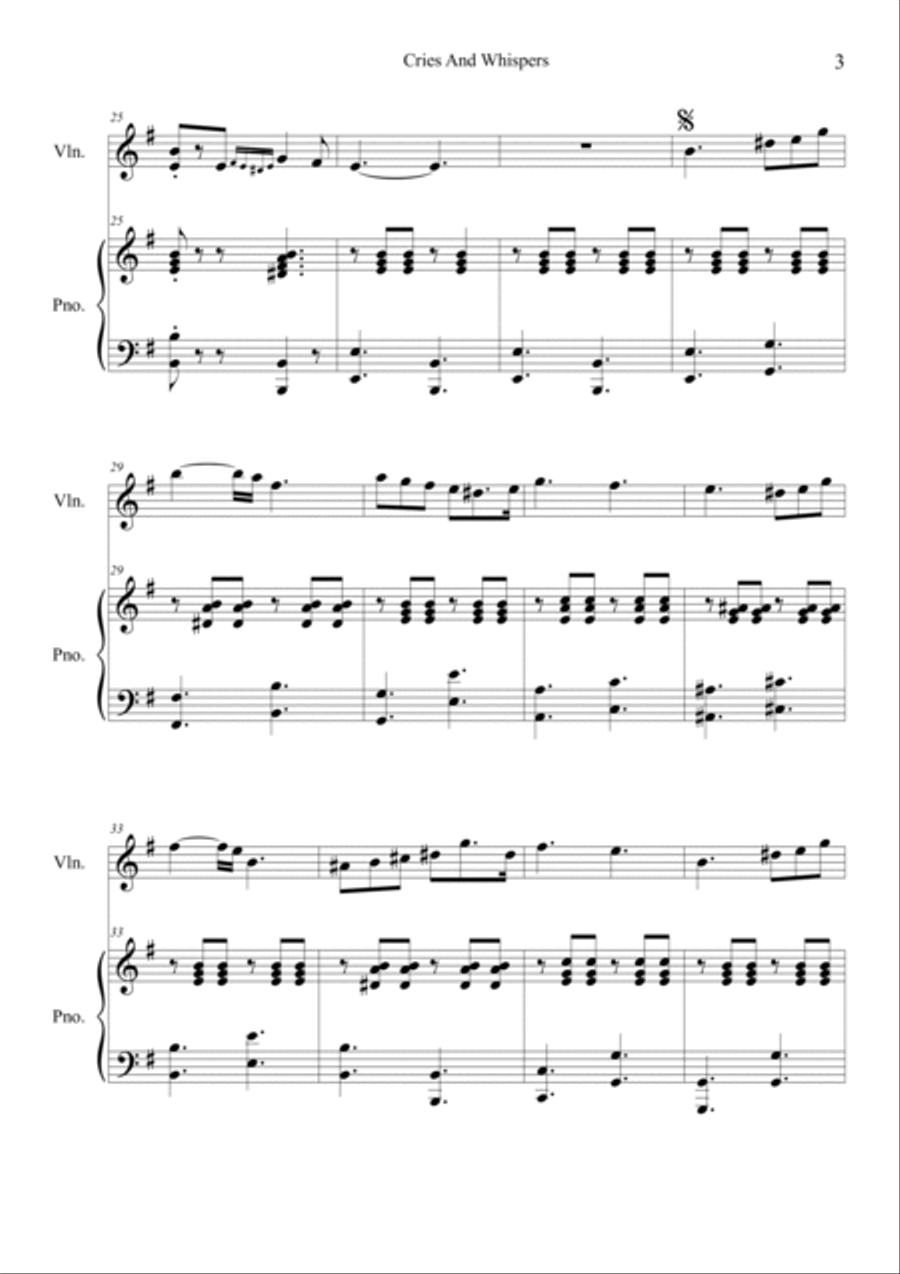 Cries and Whispers Violin Solo scores gallery preview page 3