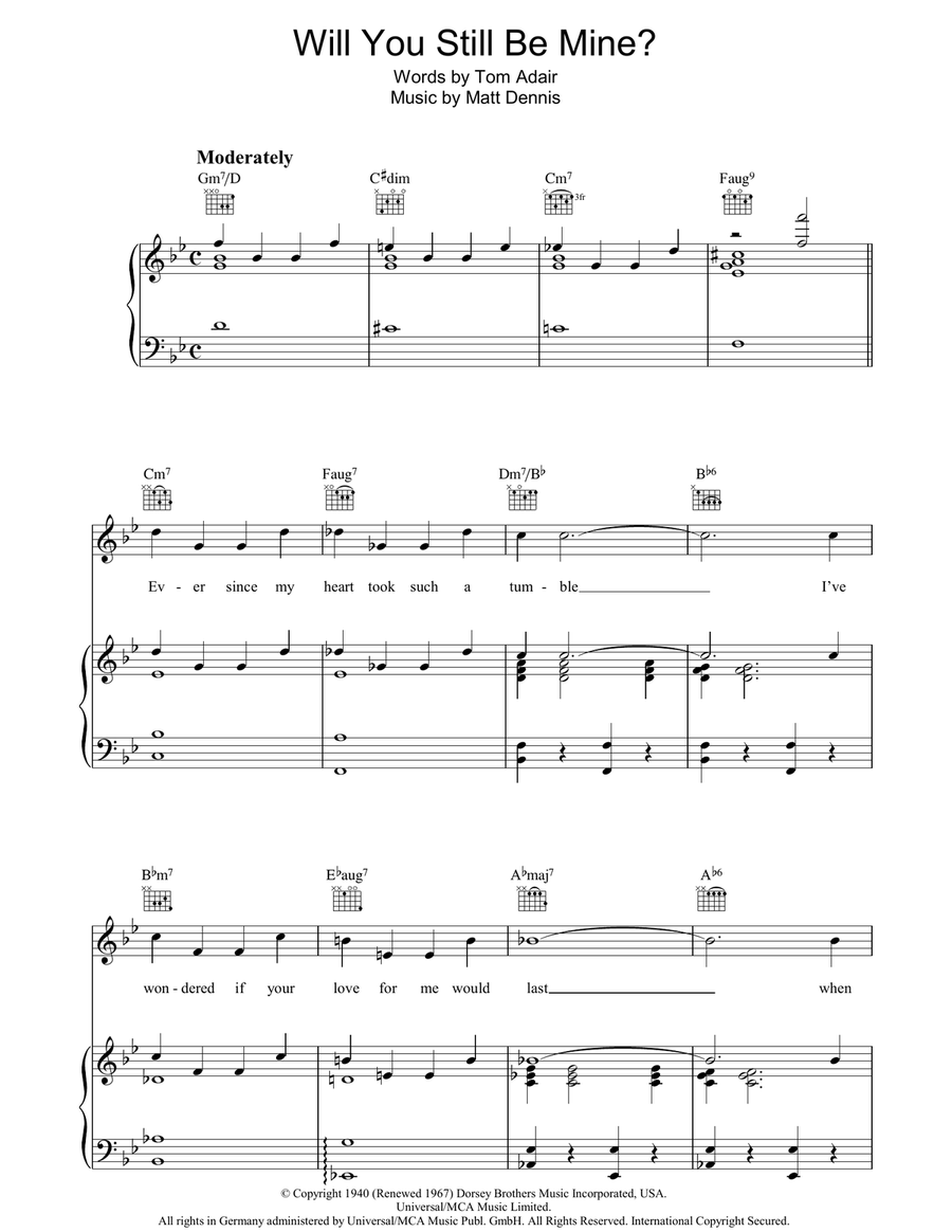 Will You Still Be Mine? Piano, Vocal, Guitar scores gallery preview page 1