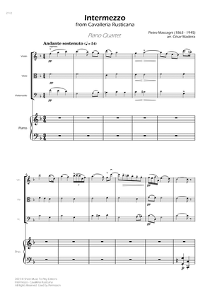 Intermezzo from Cavalleria Rusticana - Piano Quartet (Full Score) - Score Only