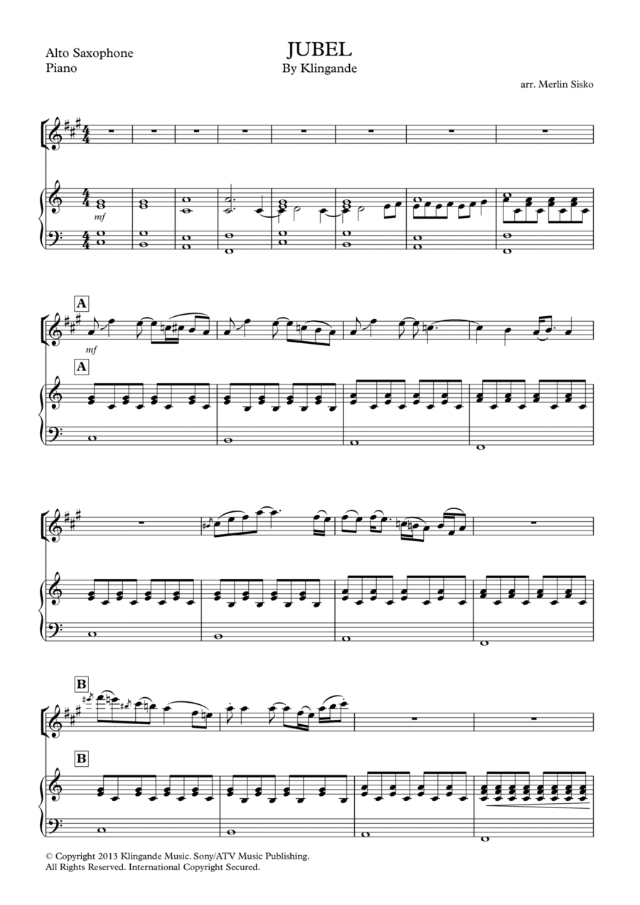 Jubel Alto Saxophone scores gallery preview page 1