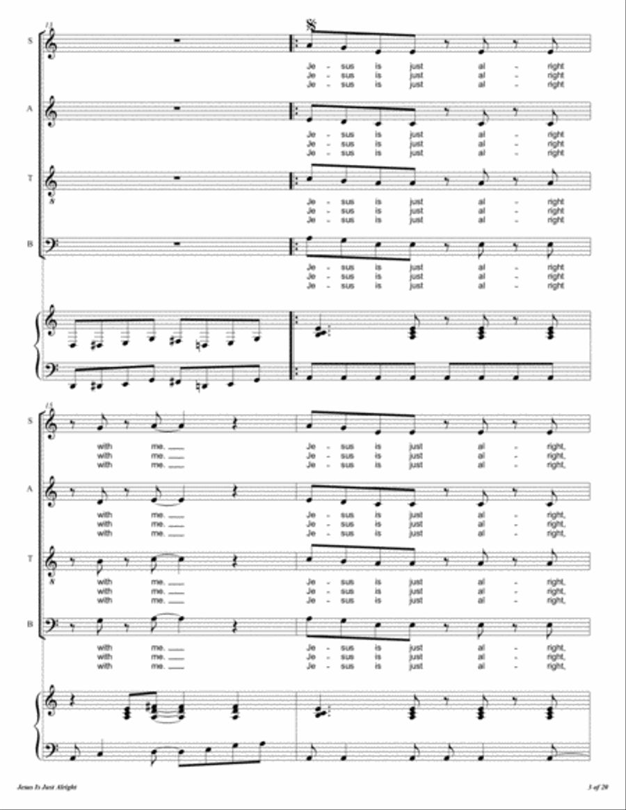 Jesus Is Just Alright 4-Part scores gallery preview page 4