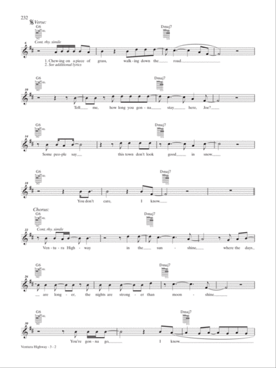 Ventura Highway Guitar Tablature scores gallery preview page 2