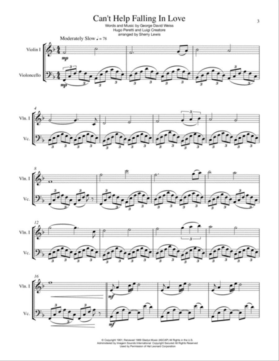 Can't Help Falling In Love String Duet scores gallery preview page 4