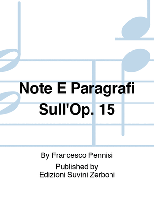 Note E Paragrafi Sull'Op. 15