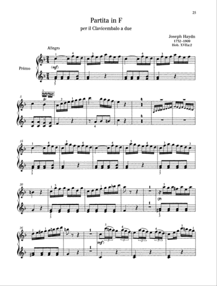 Partita F major Piano Duet scores gallery preview page 2