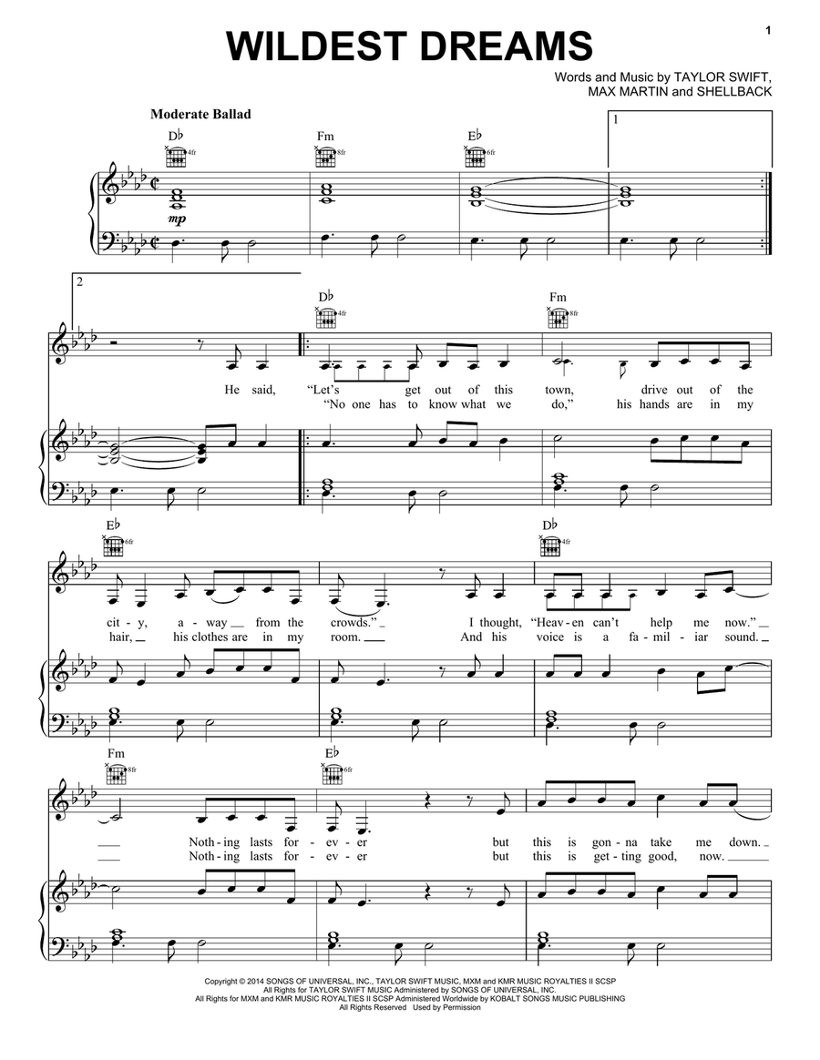 Wildest Dreams Wildest Dreams Acoustic Guitar scores gallery preview page 1