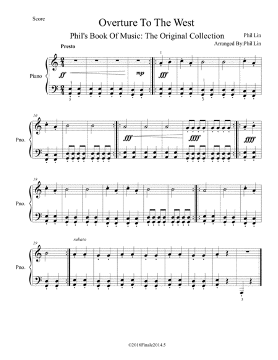 Overture To The West Piano Solo scores gallery preview page 1