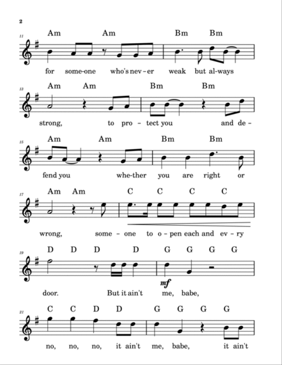 It Ain't Me, Babe Piano scores gallery preview page 2