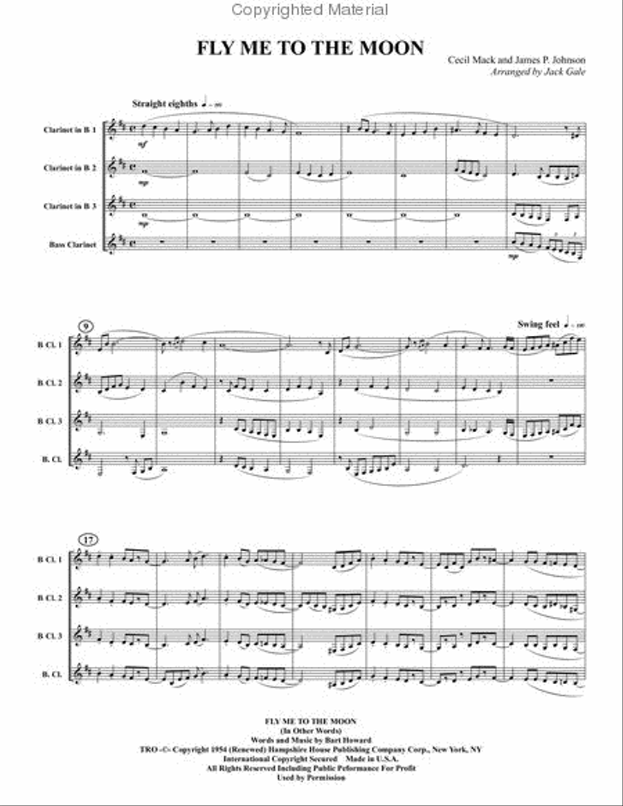 Fly Me To The Moon Clarinet Quartet scores gallery preview page 2