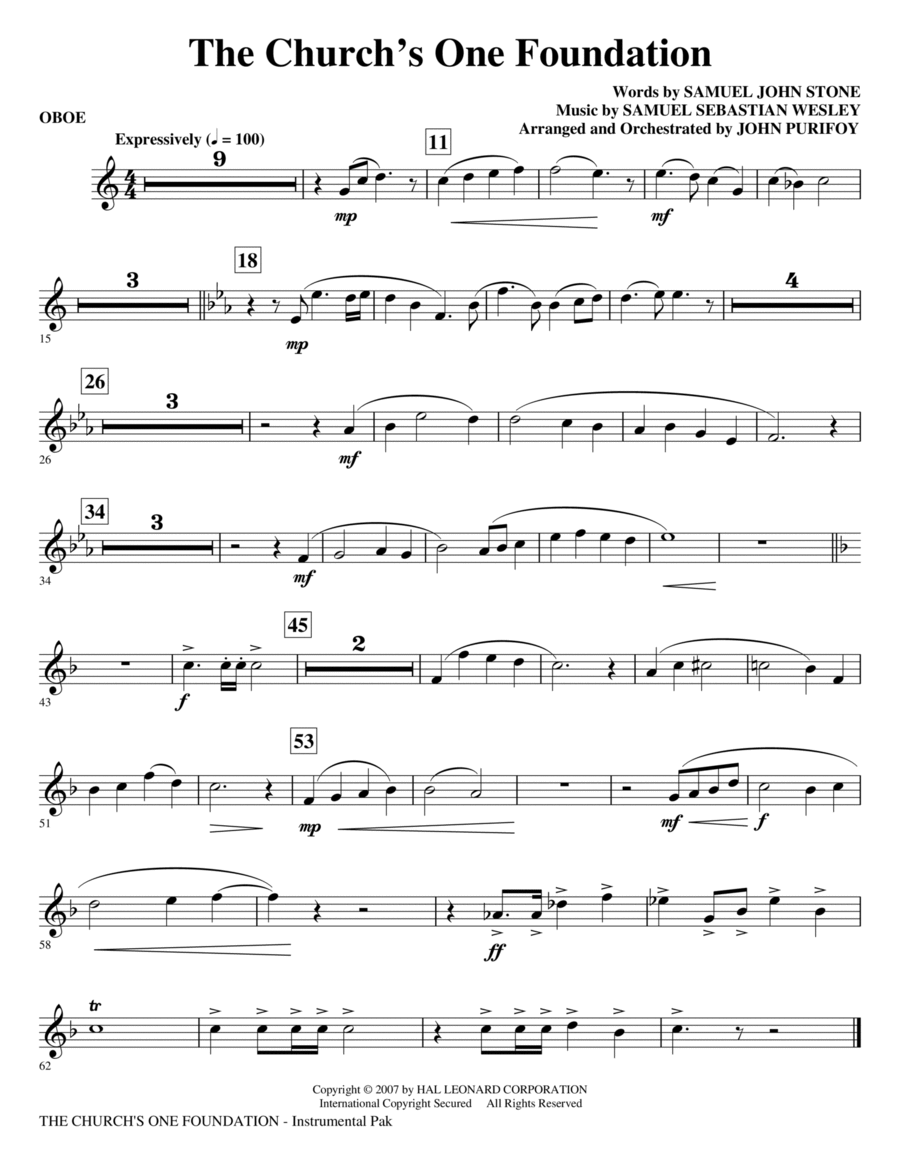 The Church's One Foundation - Oboe Choir scores gallery preview page 1