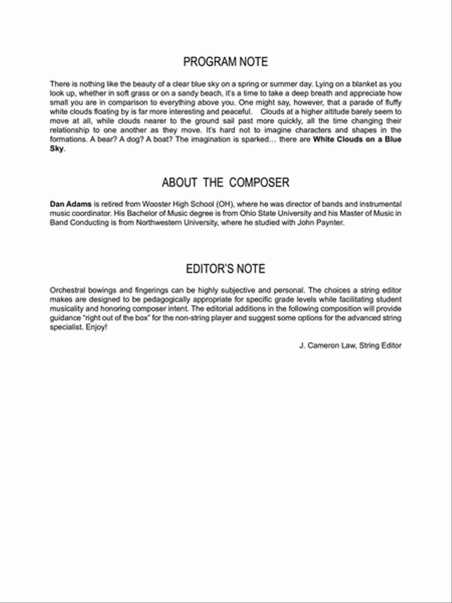 White Clouds On A Blue Sky - Full Score String Orchestra scores gallery preview page 2
