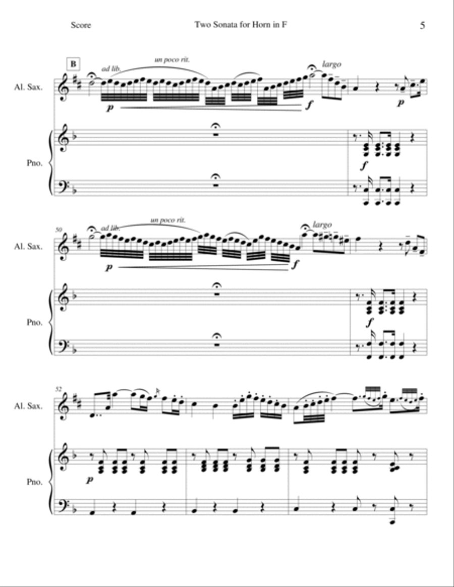 Two Sonata for Horn in F Alto Saxophone scores gallery preview page 5