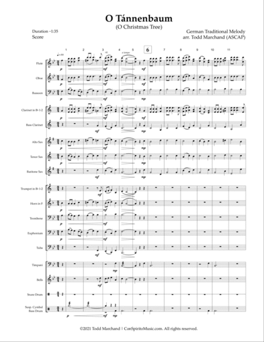 O Tannenbaum (O Christmas Tree) - concert band Concert Band scores gallery preview page 3