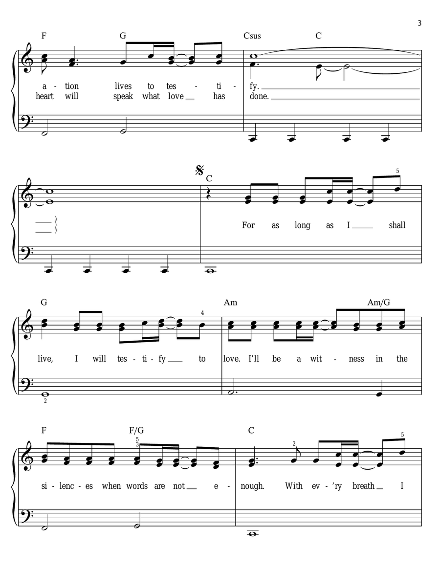Testify To Love Easy Piano scores gallery preview page 3