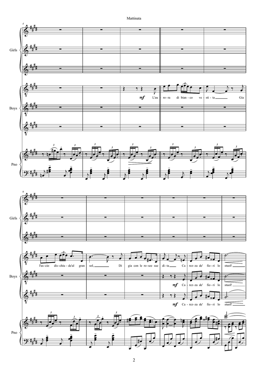 Mattinata 6 Part Harmony Choral Choir Tenor and Soprano Lead 4-Part scores gallery preview page 2