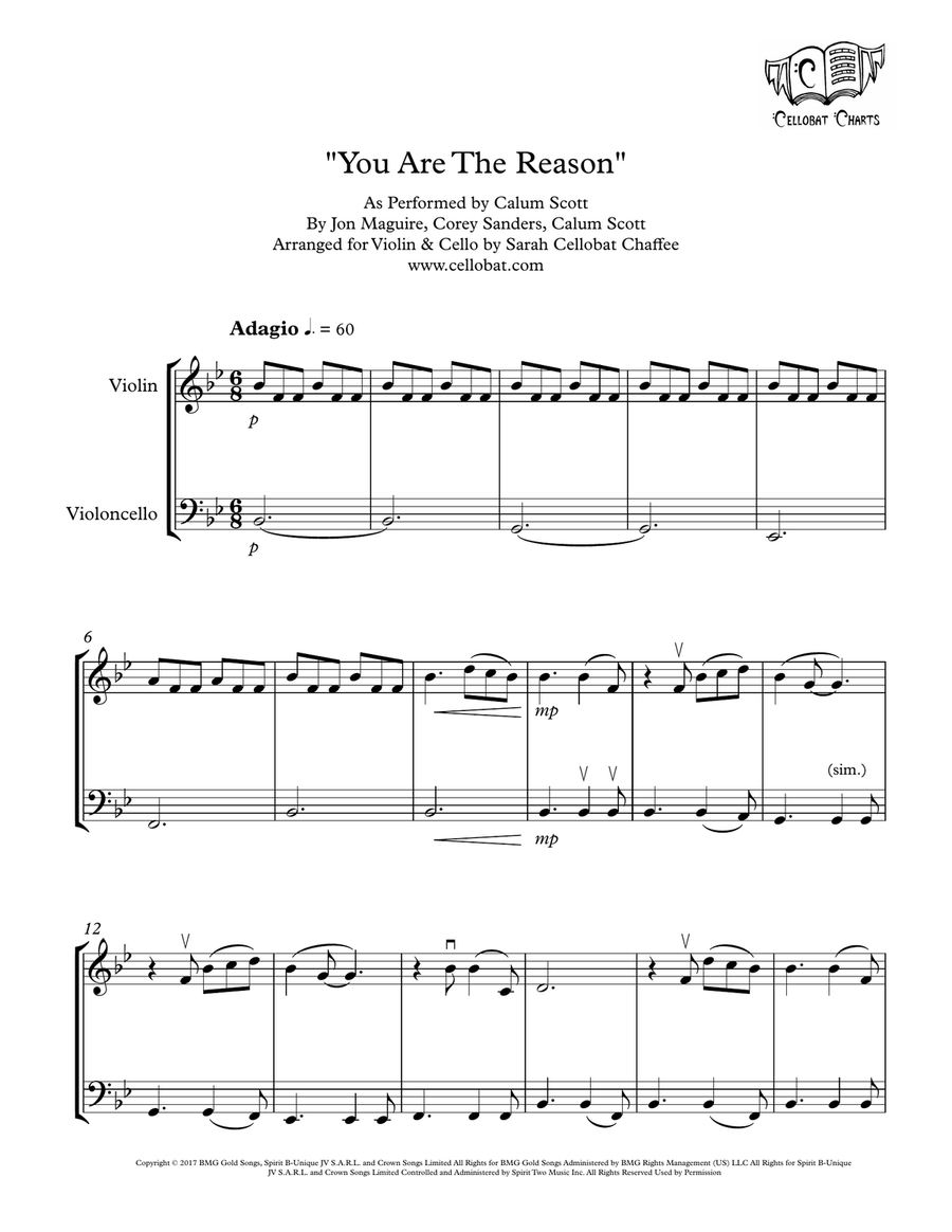 You Are The Reason String Duet scores gallery preview page 1