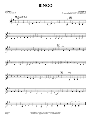Bingo - Violin 3 (Viola Treble Clef)