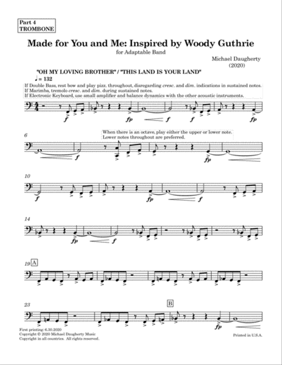 Made for You and Me: Inspired by Woody Guthrie - Part 4 - Trombone Concert Band scores gallery preview page 2