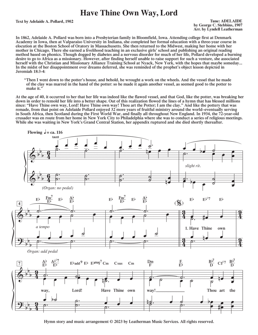 Have Thine Own Way, Lord Piano, Vocal, Guitar scores gallery preview page 1