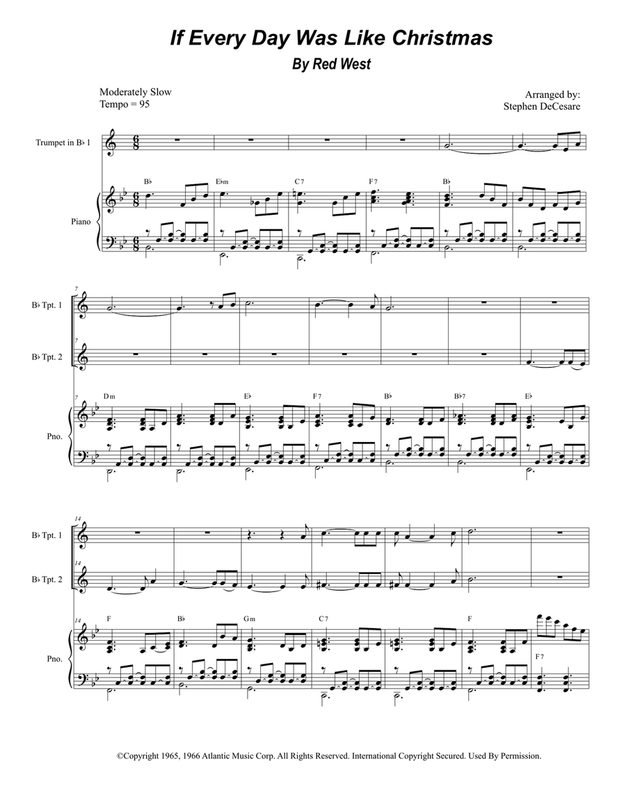 If Every Day Was Like Christmas Trumpet Duet scores gallery preview page 1