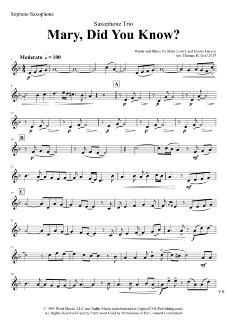 Mary, Did You Know? Woodwind Trio scores gallery preview page 6
