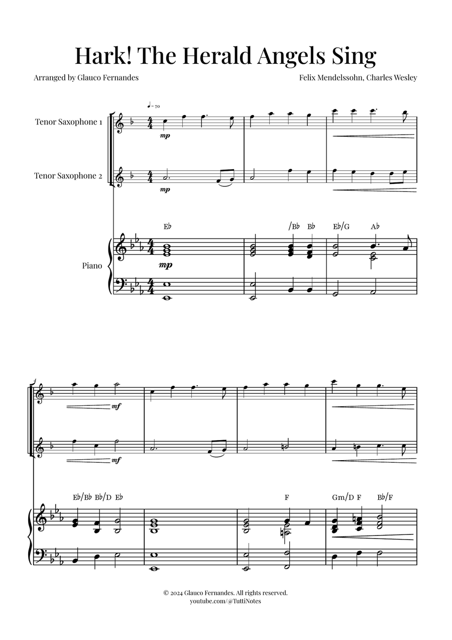 Hark! The Herald Angels Sing - Christmas Carol Duet Woodwind Duet scores gallery preview page 1