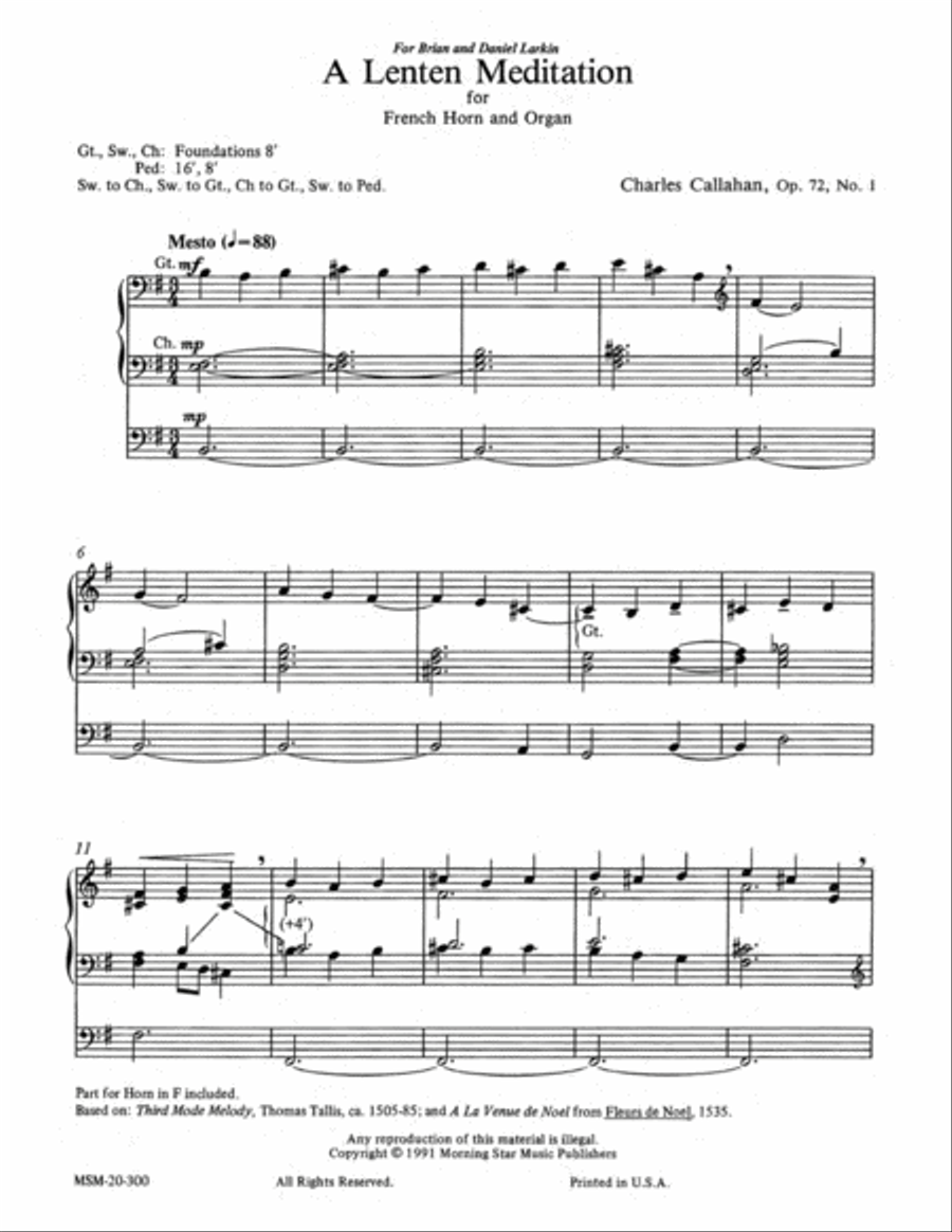 A Lenten Meditation Horn scores gallery preview page 2