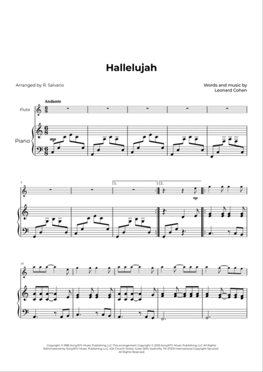 Hallelujah Flute Solo scores gallery preview page 2