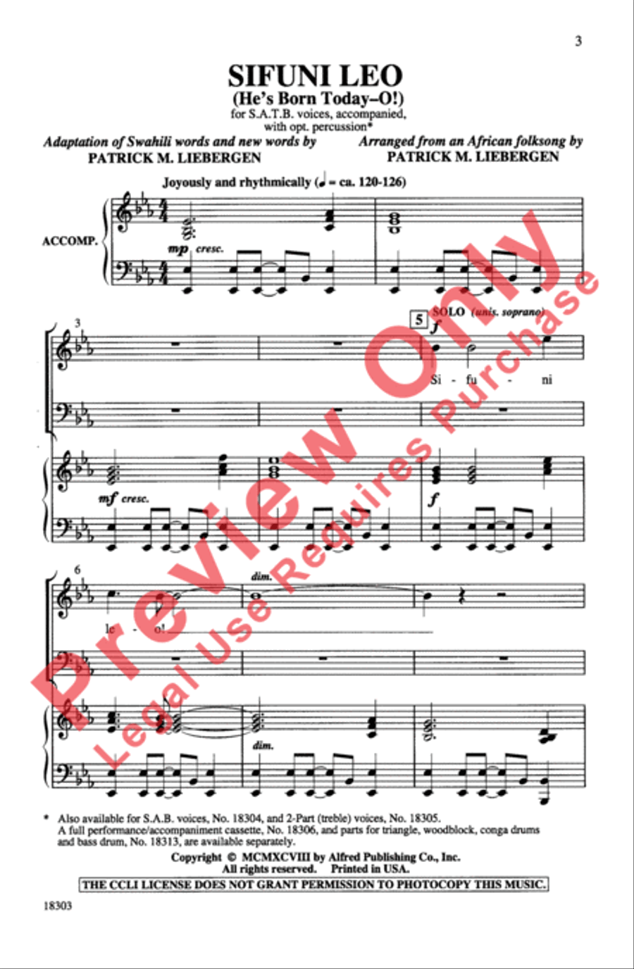 Sifuni Leo! (He's Born Today-O!) 4-Part scores gallery preview page 3
