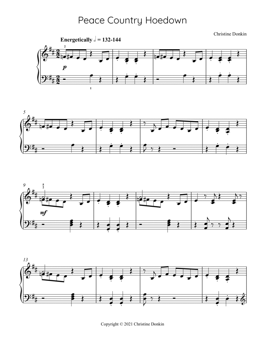 Peace Country Hoedown Piano Solo scores gallery preview page 1