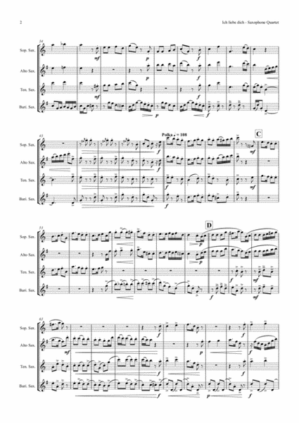 Ich liebe dich - Beethoven goes Polka - Saxophone Quartet SATB image number null