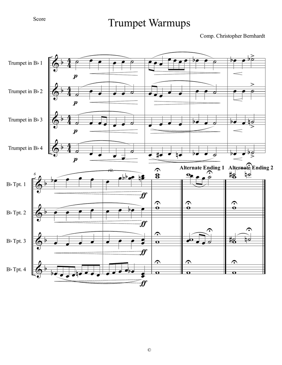 Trumpet Chorale Warmup Trumpet Solo scores gallery preview page 1