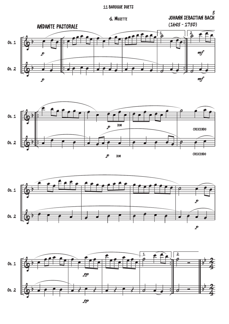 11 Baroque Oboe duets Woodwind Duet scores gallery preview page 6