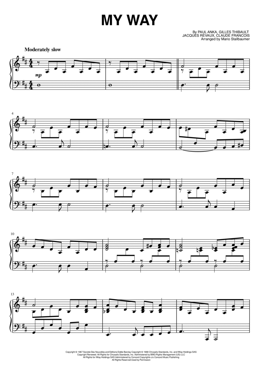 My Way by Frank Sinatra Piano Solo - Digital Sheet Music