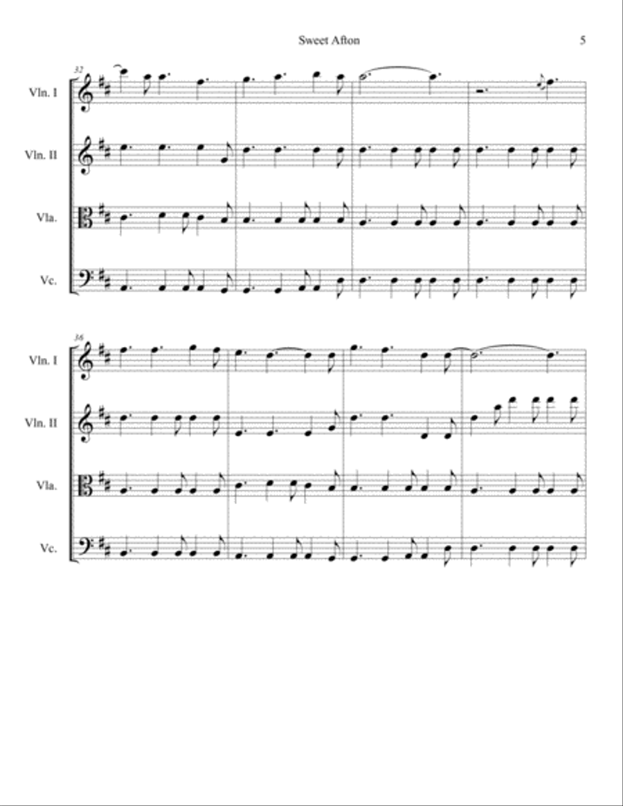 Sweet Afton Sweet Afton String Quartet scores gallery preview page 5
