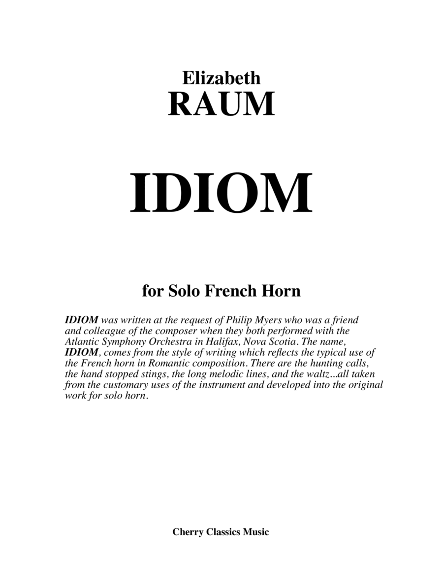 IDIOM for solo French Horn image number null